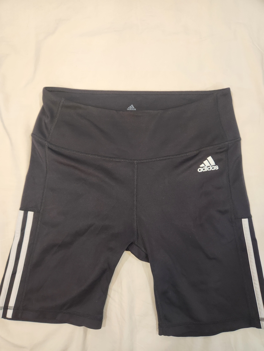 adidas Black Bike Shorts with White Side Stripes